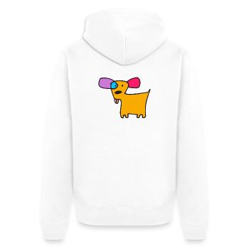 06 Doggie Short Color - Unisex Premium Organic Zip Hoodie - white - Back - Thijin (182cm)