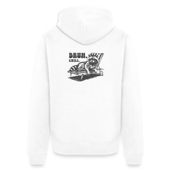 BRUH CHILL-funny raccoon with sunglasses - Unisex Premium Organic Zip Hoodie - white - Back - Thijin (182cm)