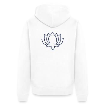 Lotusblau Linien-Print - Unisex Premium Bio Zip Hoodie - Weiß - Hinten - Thijin (182cm)