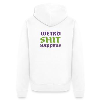 Seltsame Scheiße passiert - Unisex Premium Bio Zip Hoodie - Weiß - Hinten - Thijin (182cm)