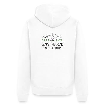 Trail Running - Leave the Road, Take the Trails - Unisex Premium Organic Zip Hoodie - white - Back - Thijin (182cm)
