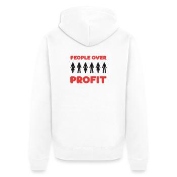 Les gens plutôt que le profit - Veste à capuche bio Premium Unisexe - blanc - Dos - Thijin (182cm)