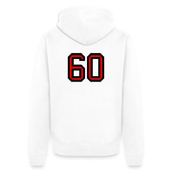 60. 60 ANS. 60e ANNIVERSAIRE. ANNIVERSAIRE 60 ANS. - Veste à capuche bio Premium Unisexe - blanc - Dos - Thijin (182cm)