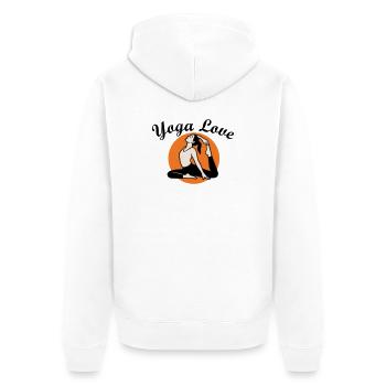 Yoga Love - Unisex Premium Bio Zip Hoodie - Weiß - Hinten - Thijin (182cm)