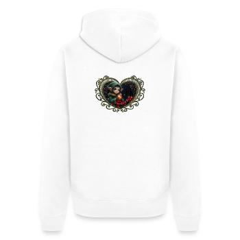 Christmas elf in ornate heart - Unisex Premium Organic Zip Hoodie - white - Back - Thijin (182cm)