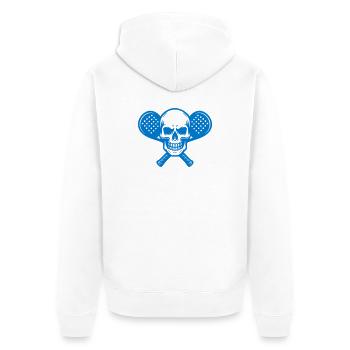 Kopfskelett Lacrosse Herzlogo - Unisex Premium Bio Zip Hoodie - Weiß - Hinten - Thijin (182cm)