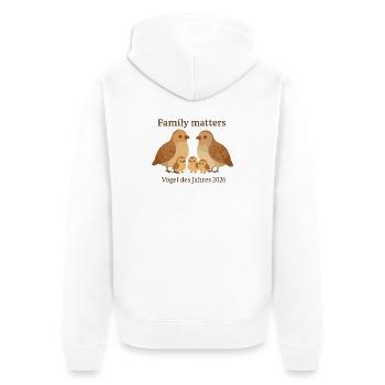 Rebhuhn Familie – Vogel des Jahres 2026 Family Mat - Unisex Premium Bio Zip Hoodie - Weiß - Hinten - Thijin (182cm)