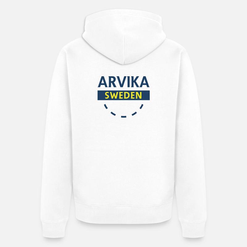 Logo Arvika Suède en bleu - Veste à capuche bio Premium Unisexe - blanc