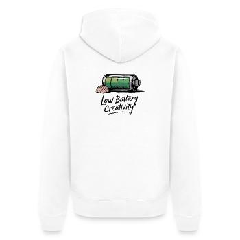 Creative humor – battery empty, ideas gone - Unisex Premium Organic Zip Hoodie - white - Back - Thijin (182cm)