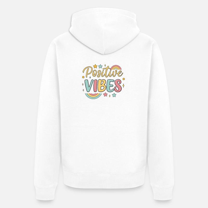 Vibes Positives Arc ciel - Veste à capuche bio Premium Unisexe - blanc