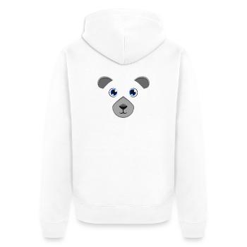 Niedliche Cartoon-Eisbären-Gesicht Blauaugen Arktis-Anim - Unisex Premium Bio Zip Hoodie - Weiß - Hinten - Thijin (182cm)