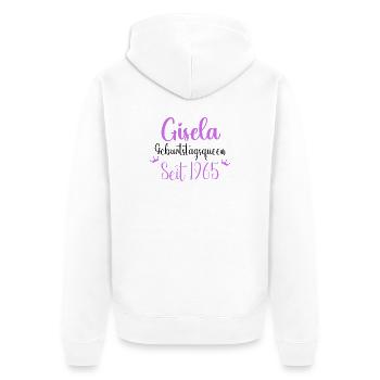 Gisela Geburtstagsqueen seit 1965 Geburtstag - Unisex Premium Bio Zip Hoodie - Weiß - Hinten - Thijin (182cm)