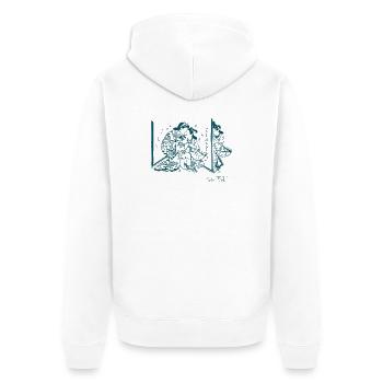 Amoureux japonais derrière l’écran – j’ai vu ça - Veste à capuche bio Premium Unisexe - blanc - Dos - Thijin (182cm)