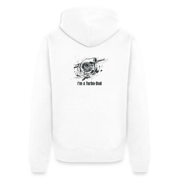 Turbo Vader Motordesign - Unisex Premium Bio Zip Hoodie - Weiß - Hinten - Thijin (182cm)