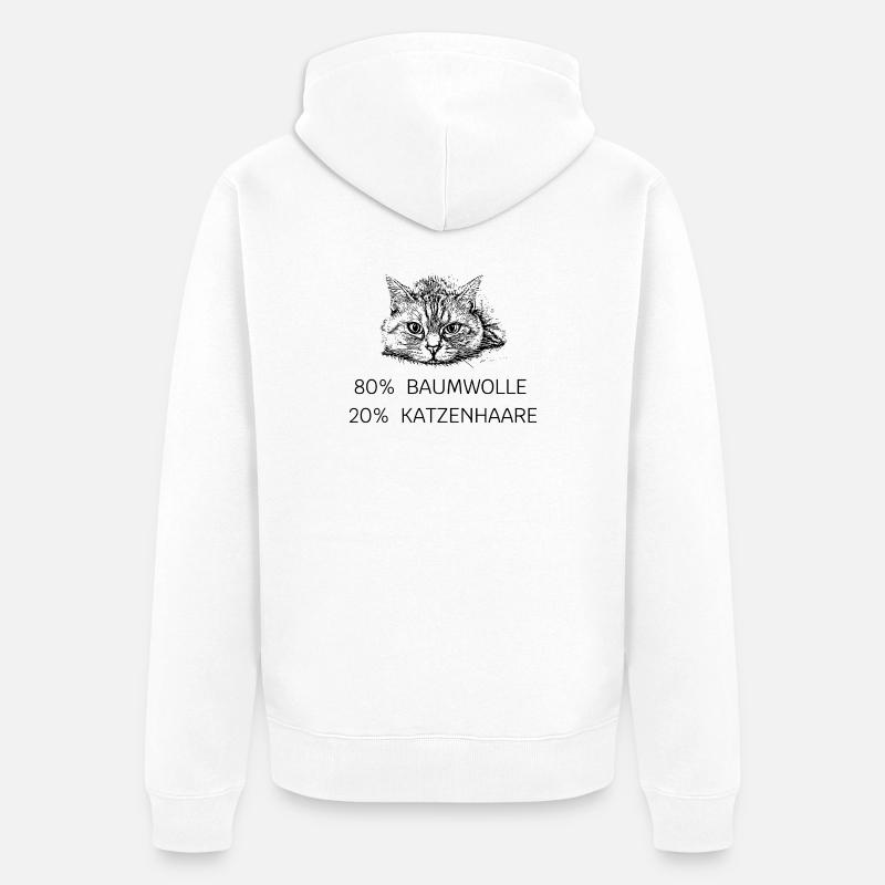 80 % coton - 20 % poils de chat - Veste à capuche bio Premium Unisexe - blanc