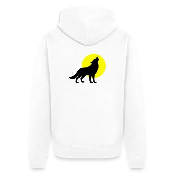 Wolf Silhouette - Unisex Premium Bio Zip Hoodie - Weiß - Hinten - Thijin (182cm)