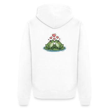 Frosch Paar Herz - Unisex Premium Bio Zip Hoodie - Weiß - Hinten - Thijin (182cm)