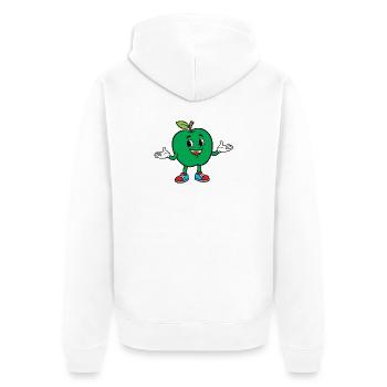 Green Apple Mascot in Sneakers - Unisex Premium Organic Zip Hoodie - white - Back - Thijin (182cm)