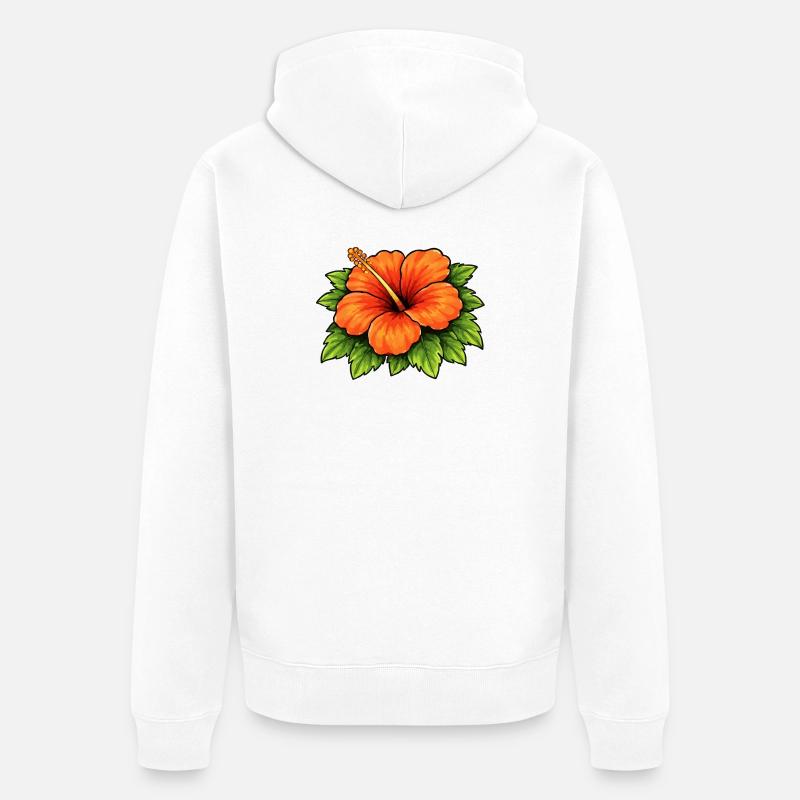 Floraison tropicale de l’hibiscus - Veste à capuche bio Premium Unisexe - blanc