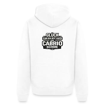Glück kauft man nicht kaufen ein Cabrio schon - Unisex Premium Bio Zip Hoodie - Weiß - Hinten - Thijin (182cm)