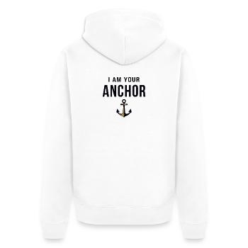 I am your Anchor Maritimes Statement mit Anker - Unisex Premium Bio Zip Hoodie - Weiß - Hinten - Thijin (182cm)