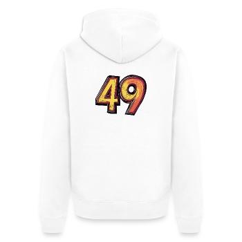 49 Zahl Bunt - Unisex Premium Bio Zip Hoodie - Weiß - Hinten - Thijin (182cm)