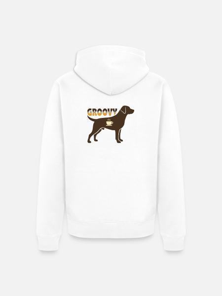 Groovy Dog Retriever Retro - Unisex Premium Organic Zip Hoodie - white