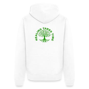 Healing Takes Time Mental Health Awareness Shirt - Unisex Premium Organic Zip Hoodie - white - Back - Thijin (182cm)