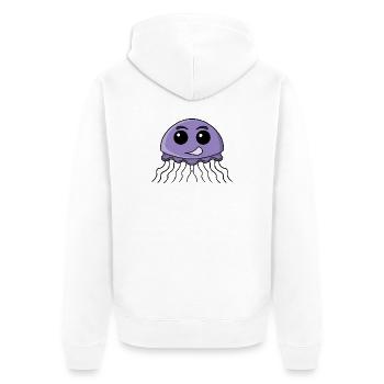 Lilac Jellyfish Cartoon - Unisex Premium Organic Zip Hoodie - white - Back - Thijin (182cm)