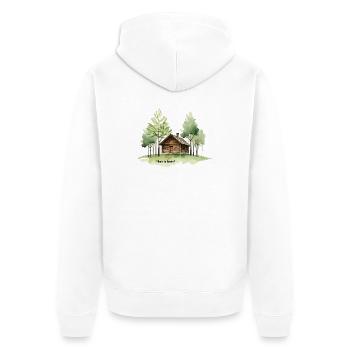 Retour aux bases : une cabane en forêt - Veste à capuche bio Premium Unisexe - blanc - Dos - Thijin (182cm)
