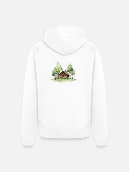 Back to Basics Cabin in Woods - Unisex Premium Organic Zip Hoodie - white