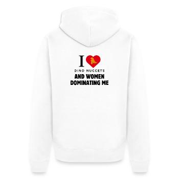 J’adore les pépites de dinosaure Lustiger Spruch - Veste à capuche bio Premium Unisexe - blanc - Dos - Thijin (182cm)