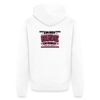 Ich bin ehrlich, nicht unfreundlich Sarkasmus - Unisex Premium Bio Zip Hoodie - Weiß - Hinten - Thijin (182cm)