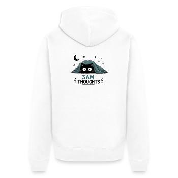  3AM Thoughts Lustige Schwarze Katze Unter Decke - Unisex Premium Bio Zip Hoodie - Weiß - Hinten - Thijin (182cm)