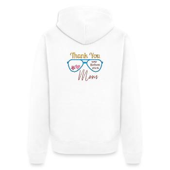 Danke Mama  - Unisex Premium Bio Zip Hoodie - Weiß - Hinten - Thijin (182cm)