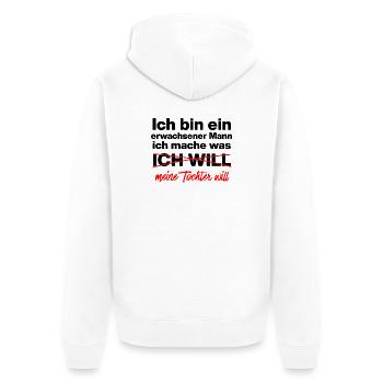 Papa, Vater macht was Tochter will Vater, Geschenk - Unisex Premium Bio Zip Hoodie - Weiß - Hinten - Thijin (182cm)