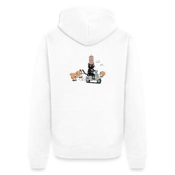 Donutkrone Katzenscooter lustiges Katzen Motiv - Unisex Premium Bio Zip Hoodie - Weiß - Hinten - Thijin (182cm)