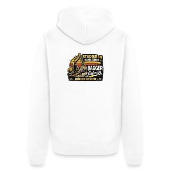  Studieren Kann Jeder Bagger Fahren Nur Die Besten - Unisex Premium Bio Zip Hoodie - Weiß - Hinten - Thijin (182cm)