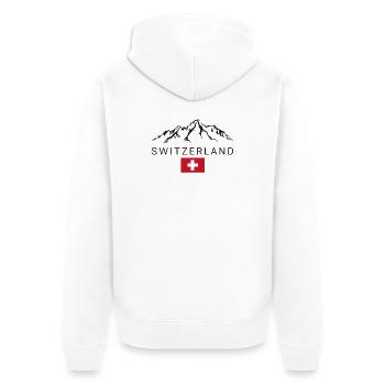 Switzerland Mountain Flag Alps T-Shirt - Unisex Premium Organic Zip Hoodie - white - Back - Thijin (182cm)