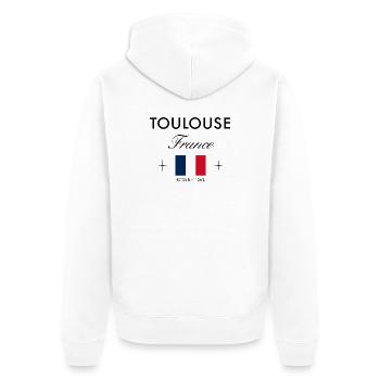 Toulouse Frankreich Koordinaten Reise Souvenir - Unisex Premium Bio Zip Hoodie - Weiß - Hinten - Thijin (182cm)