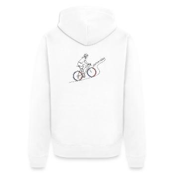 Mont Ventoux 1909m Minimalistische Linienkunst - Unisex Premium Bio Zip Hoodie - Weiß - Hinten - Thijin (182cm)