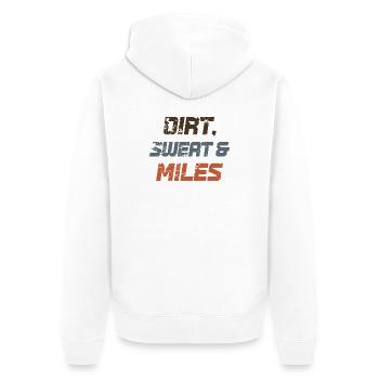 Dirt Sweat & Miles - Unisex Premium Bio Zip Hoodie - Weiß - Hinten - Thijin (182cm)