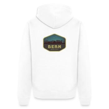 Bern Switzerland Skyline Badge Night - Unisex Premium Organic Zip Hoodie - white - Back - Thijin (182cm)