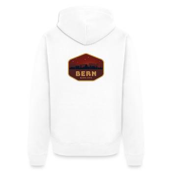 Bern Schweiz Skyline Badge Rot - Unisex Premium Bio Zip Hoodie - Weiß - Hinten - Thijin (182cm)