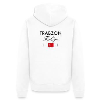 Trabzon Türkei Koordinaten Reise Souvenir - Unisex Premium Bio Zip Hoodie - Weiß - Hinten - Thijin (182cm)