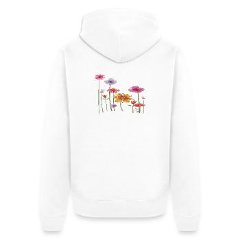 Bunte Wildblumen  - Unisex Premium Bio Zip Hoodie - Weiß - Hinten - Thijin (182cm)