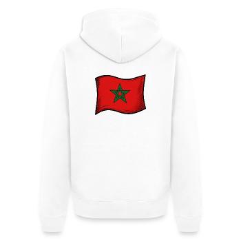 Marokko Fahne - Unisex Premium Bio Zip Hoodie - Weiß - Hinten - Thijin (182cm)