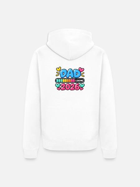 Papa lädt 2026 – Neue Vater-Ankündigung - Unisex Premium Bio Zip Hoodie - Weiß