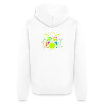 Drum Kit Comic - Unisex Premium Bio Zip Hoodie - Weiß - Hinten - Thijin (182cm)