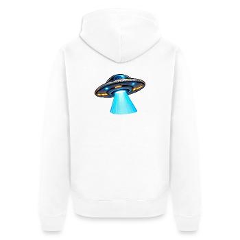 UFO Lichtstrahl Alien-Design - Unisex Premium Bio Zip Hoodie - Weiß - Hinten - Thijin (182cm)